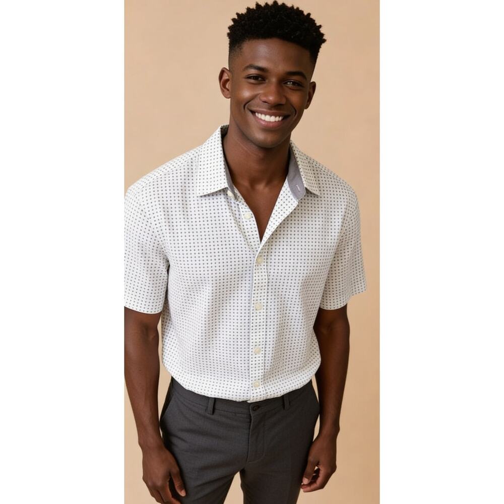 Michael Kors Classic Fit Printed Short Sleeve Shirt Men’s Medium